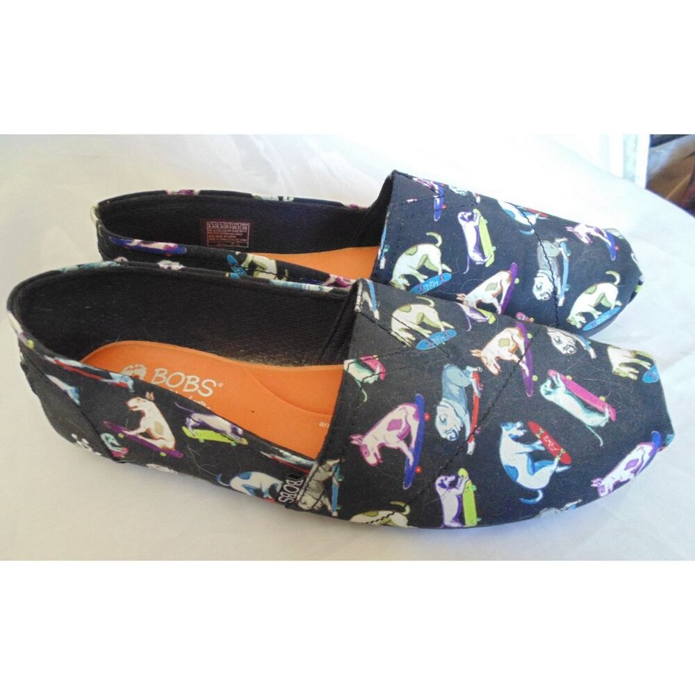 BOBS from Skechers Memory Foam Dogs Skateboards Canvas Slip On Shoes Women's 9.5
